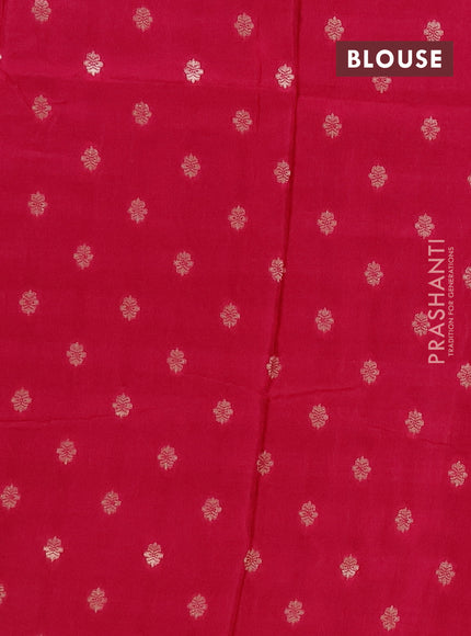Semi mysore silk saree orange and pink with allover zari checks & buttas and zari woven border