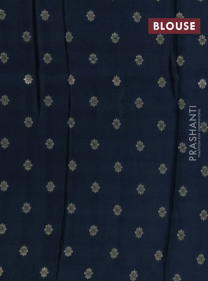Semi mysore silk saree pastel blue and peacock green with allover zari checks & buttas and zari woven border