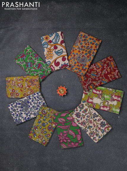 Kalamkari cotton blouse bit multi colour and multi design pack of 10