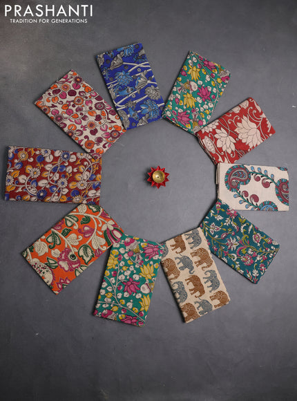 Kalamkari cotton blouse bit multi colour and multi design pack of 10
