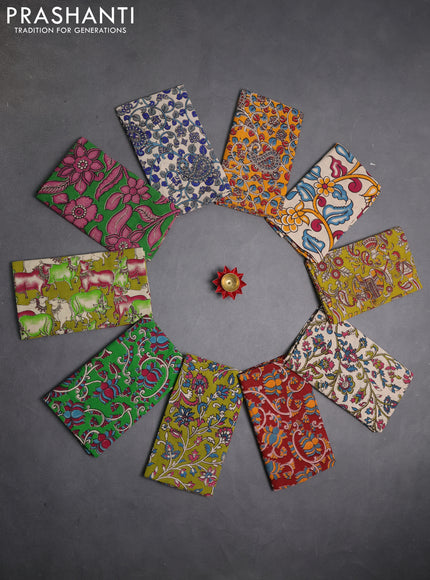 Kalamkari cotton blouse bit multi colour and multi design pack of 10