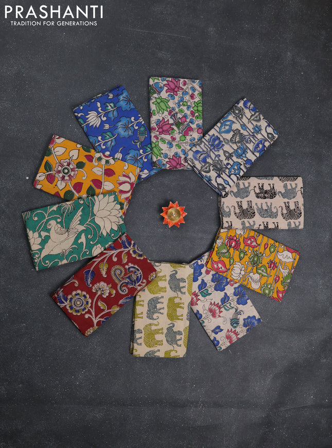 Kalamkari cotton blouse bit multi colour and multi design pack of 10