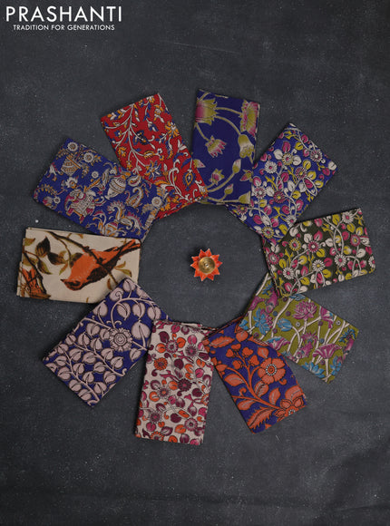 Kalamkari cotton blouse bit multi colour and multi design pack of 10