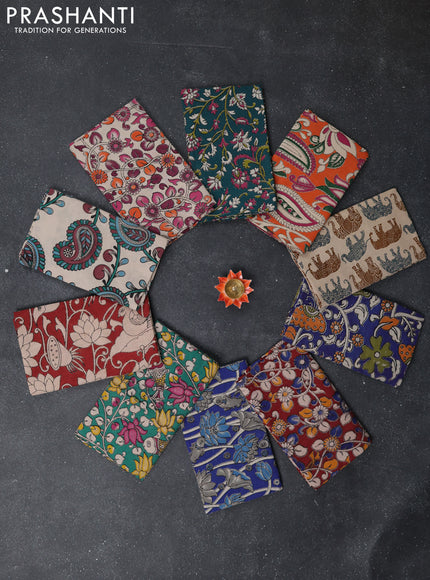 Kalamkari cotton blouse bit multi colour and multi design pack of 10