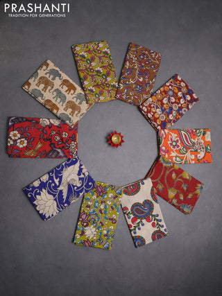 Kalamkari cotton blouse bit multi colour and multi design pack of 10