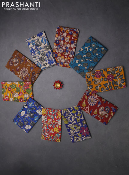 Kalamkari cotton blouse bit multi colour and multi design pack of 10