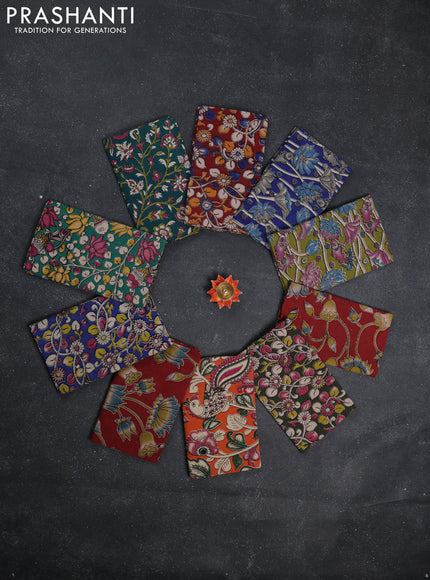 Kalamkari cotton blouse bit multi colour and multi design pack of 10