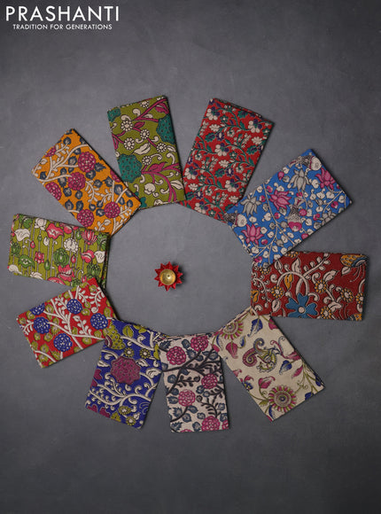 Kalamkari cotton blouse bit multi colour and multi design pack of 10