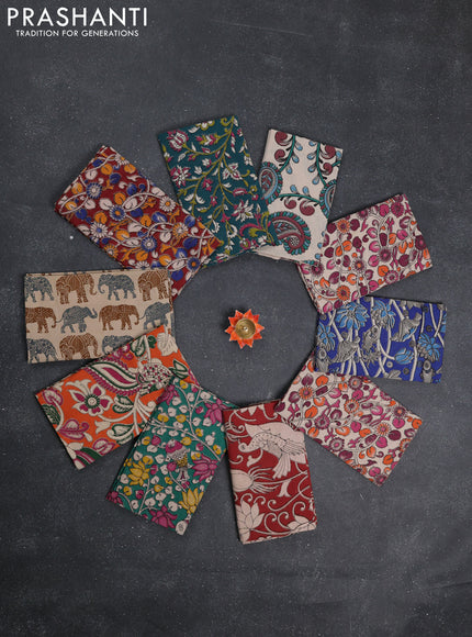 Kalamkari cotton blouse bit multi colour and multi design pack of 10