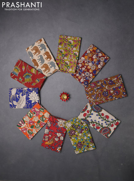Kalamkari cotton blouse bit multi colour and multi design pack of 10