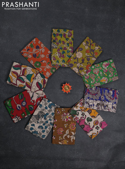 Kalamkari cotton blouse bit multi colour and multi design pack of 10