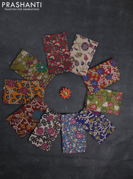 Kalamkari cotton blouse bit multi colour and multi design pack of 10
