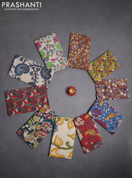 Kalamkari cotton blouse bit multi colour and multi design pack of 10