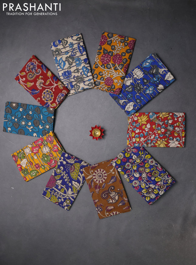 Kalamkari cotton blouse bit multi colour and multi design pack of 10