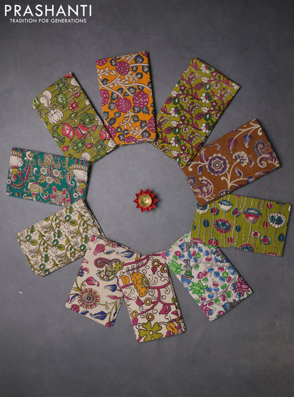Kalamkari cotton blouse bit multi colour and multi design pack of 10