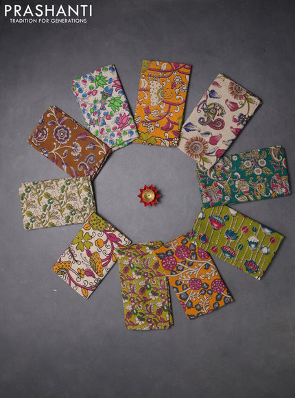 Kalamkari cotton blouse bit multi colour and multi design pack of 10