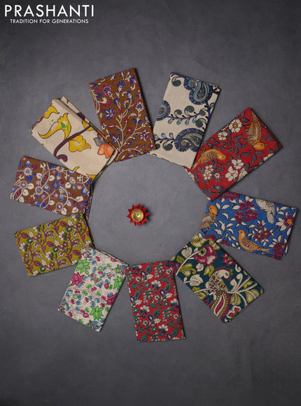 Kalamkari cotton blouse bit multi colour and multi design pack of 10