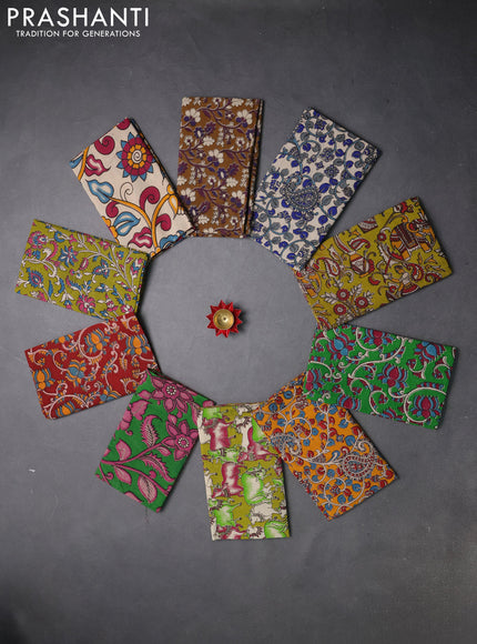 Kalamkari cotton blouse bit multi colour and multi design pack of 10