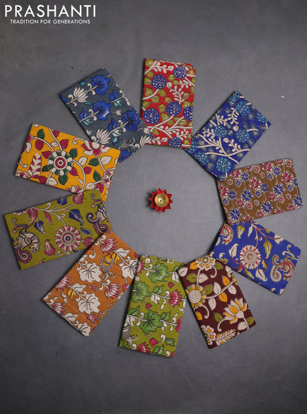 Kalamkari cotton blouse bit multi colour and multi design pack of 10