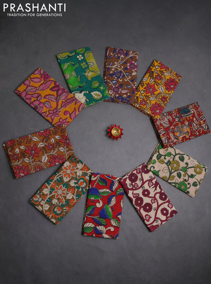 Kalamkari cotton blouse bit multi colour and multi design pack of 10