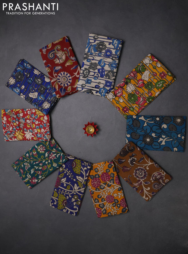 Kalamkari cotton blouse bit multi colour and multi design pack of 10