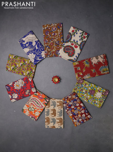 Kalamkari cotton blouse bit multi colour and multi design pack of 10