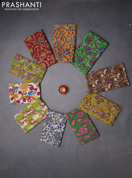 Kalamkari cotton blouse bit multi colour and multi design pack of 10