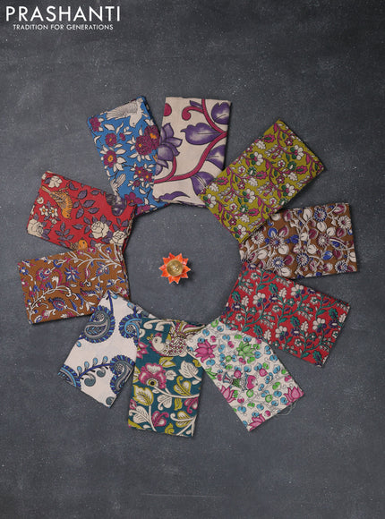 Kalamkari cotton blouse bit multi colour and multi design pack of 10