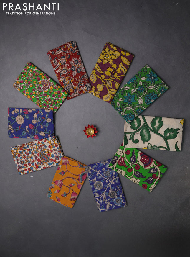 Kalamkari cotton blouse bit multi colour and multi design pack of 10