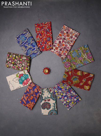 Kalamkari cotton blouse bit multi colour and multi design pack of 10