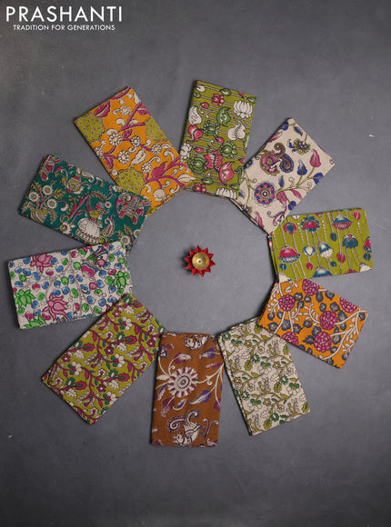 Kalamkari cotton blouse bit multi colour and multi design pack of 10