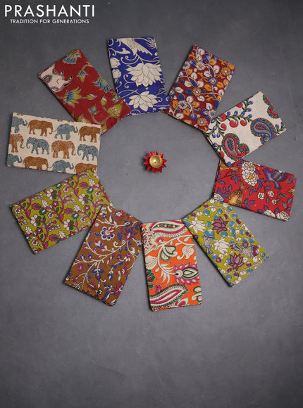 Kalamkari cotton blouse bit multi colour and multi design pack of 10