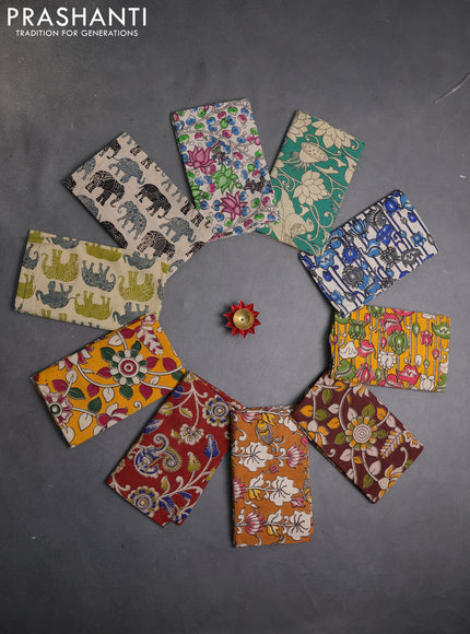 Kalamkari cotton blouse bit multi colour and multi design pack of 10