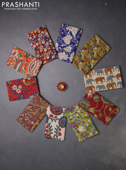 Kalamkari cotton blouse bit multi colour and multi design pack of 10