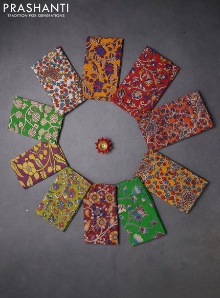 Kalamkari cotton blouse bit multi colour and multi design pack of 10