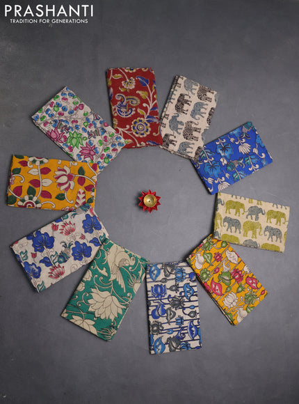 Kalamkari cotton blouse bit multi colour and multi design pack of 10