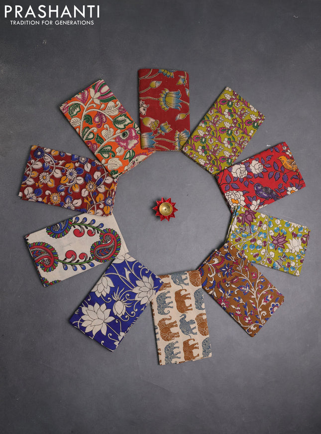 Kalamkari cotton blouse bit multi colour and multi design pack of 10