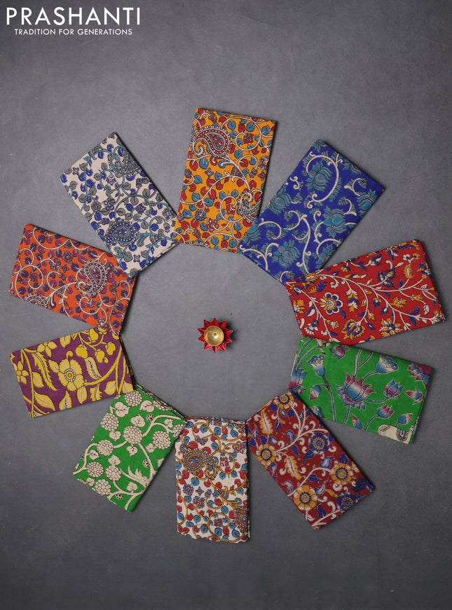 Kalamkari cotton blouse bit multi colour and multi design pack of 10