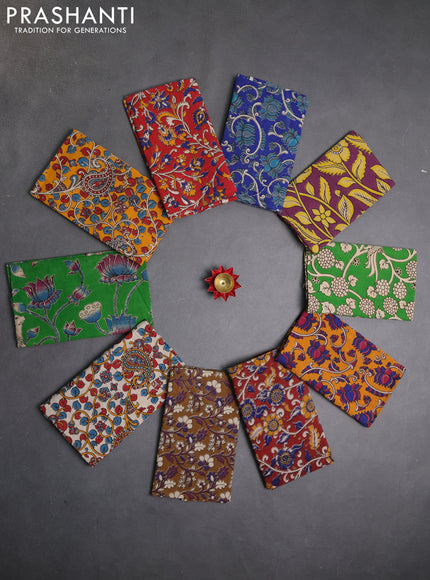 Kalamkari cotton blouse bit multi colour and multi design pack of 10