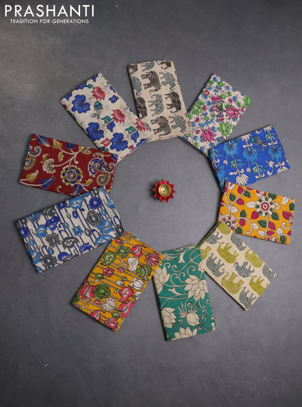 Kalamkari cotton blouse bit multi colour and multi design pack of 10