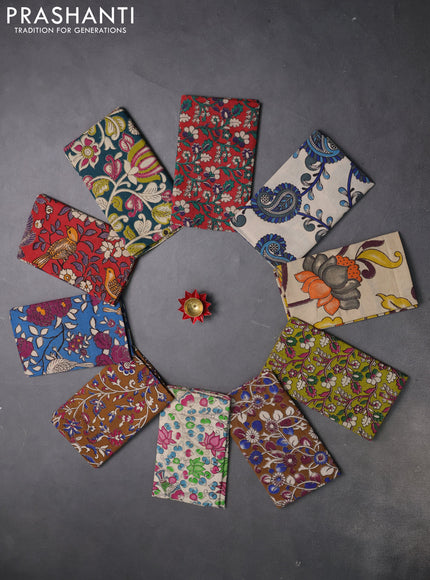 Kalamkari cotton blouse bit multi colour and multi design pack of 10