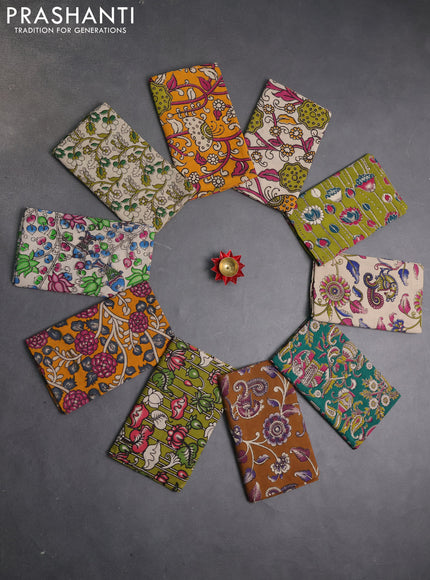 Kalamkari cotton blouse bit multi colour and multi design pack of 10