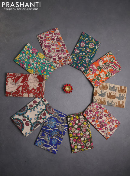 Kalamkari cotton blouse bit multi colour and multi design pack of 10