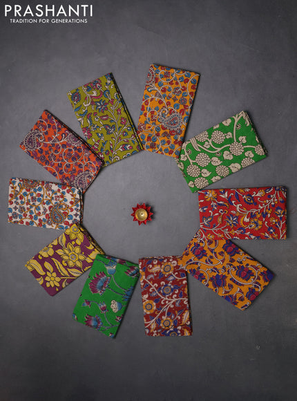 Kalamkari cotton blouse bit multi colour and multi design pack of 10
