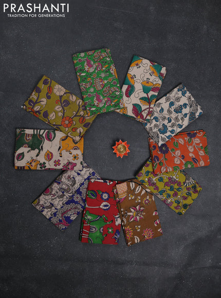 Kalamkari cotton blouse bit multi colour and multi design pack of 10