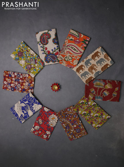 Kalamkari cotton blouse bit multi colour and multi design pack of 10