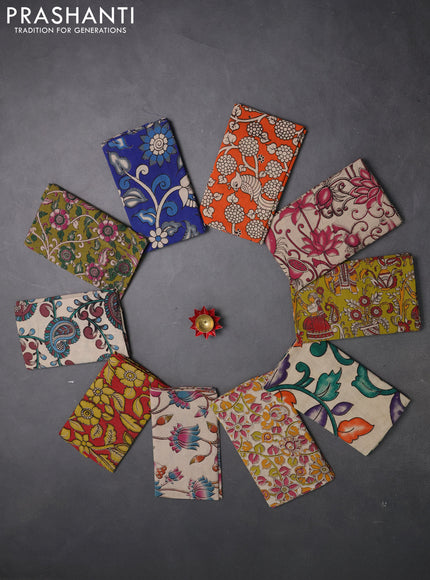 Kalamkari cotton blouse bit multi colour and multi design pack of 10