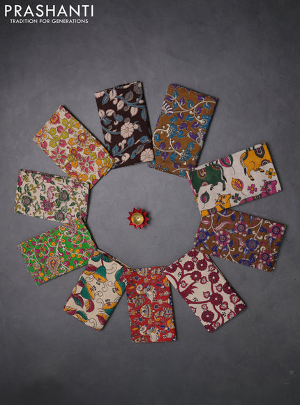 Kalamkari cotton blouse bit multi colour and multi design pack of 10