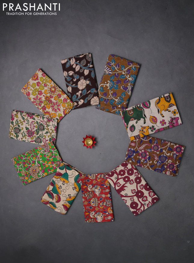 Kalamkari cotton blouse bit multi colour and multi design pack of 10