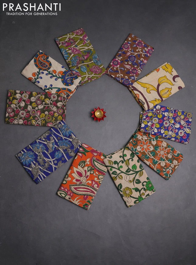 Kalamkari cotton blouse bit multi colour and multi design pack of 10